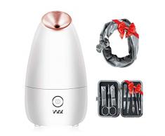 VKK Vapeur Visage, Sauna Facial SPA Visage Vapeur Chaude Nano Ionique Visage Steamer Mist Humidificateur Vapeur Visage Vaporisateur pour Nettoyage en Profondeur Pore Soins Personnels De Peau (Blanc)