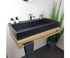 Sanita Vasque à Poser Noire 90 cm en Pierre de synthèse - Amelya
