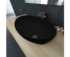 mewmewcat Luxueuse Vasque à Poser en Céramique Ovale pour Salle de Bain 400 x 330 x 135 mm (l x P x H)