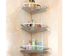 Home-Neat Etagère d’angle Etagère de Douche Etagère de Salle de Bain Sans Forage Aluminium Antirouille Stockage Rangement 3 Tablettes pour shampoing savon (Arc)