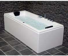 WHIRLPOOL Baignoire Venise MADE IN GERMANY droite ou gauche 150/160/170 x 75 cm avec 6 Jets de massage + avec installations ronde droits / GAUCHE Baignoire d'angle