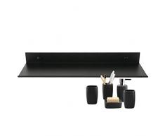 Étagère Murale Flottante Salle de Bain Étagère Rectangulaire en Aluminium Mat Tablette Murale Robuste Ultra-Mince Support de Rangement Mural Élégant pour Cosmétiques Noir (40cm)