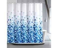 GreeSuit Rideau de Rouche Doublure en Rideau de Douche Salle de Bain Peinture décorative imperméable à leau avec 12 Crochets Résistant au mildiou Machine Lavable 180cm x 180cm (Pétales Bleu)