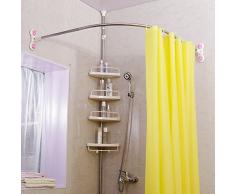 Baoyouni - Curved Tringle de rideau de douche salle de bain coin courbe de Avec ventouses - En métal , Acier Inoxydable pôle de douche de bain barre de rail voûtée, Ivoire, 115.5 x 115.5cm