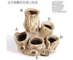 CTDMMJ Pots de Fleurs en Bois Succulents Pots de Fleurs Non en céramique-Grande Vasque en Bois sculpté à Racines Larges_Moyen