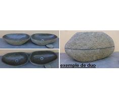 double vasque lavabo à poser en pierre naturelle 45/50cm, Duo. Choix sur photos envoyées après votre commande.