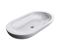 Mai & Mai lave main évier vasque 80x42,5x12 cm en céramique blanc ovale sans perçage pour robinet lavabo sans trop-plein à poser BR5057