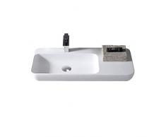Bernstein Badshop vasque murale vasque à poser TWG202 Lavabo en fonte minérale en pierre massive - Blanc mat - 90x40x12cm