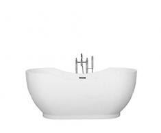Beliani Baignoire Autoportante Blanche Moderne de Forme Ovale Capacité de 250 litres