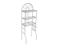 MSK Pont Toilettes 3 Etagères + 1 Porte-Revues Rangement pour WC Salle de Bains en Métal Blanc 60 x 26 x 173 cm