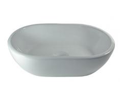 warenplus 1x Vasque à Poser en Céramique Lavabo Salle de Bain Lavabo Vasque Ovale Blanc Petit 45x29,5x12cm