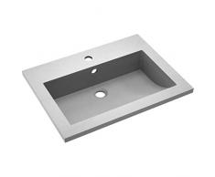 Tidyard Lavabo en Granit | Vasque à Poser Salle de Bain | Vasque Rectangulaire | Lavabo Salle de Bain a Poser en Granit Gris 60 x 45 x 12 cm(L x l x H)