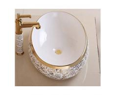 DaPeng Vasque Rond，Lavabo en céramique Lavabo Vasque Verre Trempé Vasque Salle Poser Rectangl (Size : M)