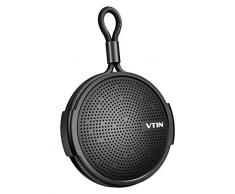 VTIN Enceinte Bluetooth Portable pour Douche Haut-Parleur Etanche Puissant avec Tuner FM Radio et Ecran LED Digital Appels/Siri et Ventouse (Enceinte Noir)
