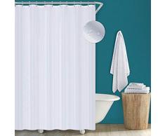 Utopia Home Rideau de Douche – 180 x 200 cm – Blanc - Tissu Imperméable et Antibactérien