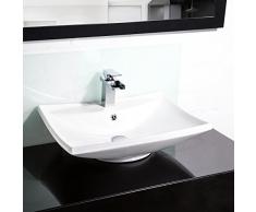 TecTake Lavabo à poser en céramique vasque rectangulaire salle de bain d'Angle | blanc (Type 1 Lavabo en céramique | no. 402374)