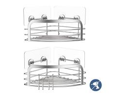 Avoalre Etagère d’Angle de Douche Estante Lot de 2 Serviteurs de Douche Adhésif Triangulaire Acier Inoxydable Salle de Bain sans Percer pour Rangement shampoing Savon