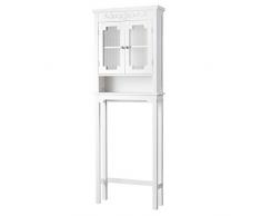 Costway Etagère de Salle de Bains Meuble WC Meuble Salle de Bain en Bois avec WC Etagère Blanc 60,5 x 19 x 170cm