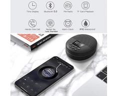 AGPTEK Enceinte Bluetooth 5.0 Portable, Radio de Douche Haut-Parleur Etanche IPX5 avec Ventouse et Lanière,LCD, Basse HD, Autonomie 10-12H, Appels Mains Libres sans Fil Compatible avec iOS/Android