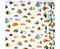 HAB & GUT (DV045) Rideau de douche 180 cm x 180 cm POISSON TROPICAUX anneaux en plastique inclus