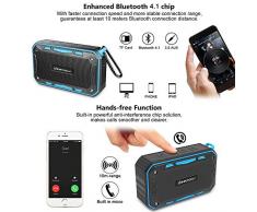 DEEPOW Enceinte Bluetooth Waterproof, Haut Parleur Bluetooth Portable avec FM Radio 4.1 10W Radios de Douche Entièrement étanche IP67,Support TF Carte, AUX Line-in et des appels Mains Libres