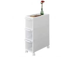 SoBuy® FRG41-K-W Tour de Rangement Chariot de Stockage pour Rangement Cuisine Salle de Bain, Étagère Armoires de Cuisine sur Roulettes - 3 tiroirs