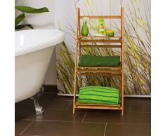Relaxdays 10018983 Étagère echelle escalier en bambou 3 étages pliable salle de bain salon rangement bois HxlxP 100 x 45 x 33 cm, nature