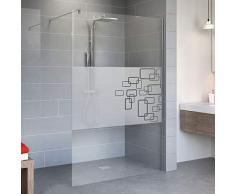 Schulte paroi de douche fixe à l’italienne, Walk In anti-calcaire, verre décor Softcube, profilé aspect chromé, 120x190 cm