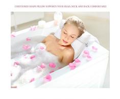 Coussin de Bain, Oreiller Baignoire pour Bain Relaxant ou Spa Familiale, Oreiller Anti-Moisissure Sèche Rapide et Comfortable - Blanc