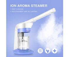 Facial Sauna Facial Steamer, vapeur de cheveux, Humidificateur ionique portatif de machine à vapeur pour le visage, Machine à vapeur pour ozone jet rotatif à 360 ° pour le nettoyage en profondeur (EU)