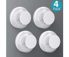 Luxear Crochet Ventouse Mural Lot De 4, Rond Crochet Vacuum en Plastique avec Force Puissante Réutilisable, Patère Porte Vêtement Serviette Couronne pour Salle De Bain/Cuisine/Bureau,5kg Blanc