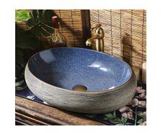 JDkilp Vasque Rond，Lavabo en céramique Lavabo Vasque Verre Trempé Vasque Salle Poser Rectangle (Size : C)