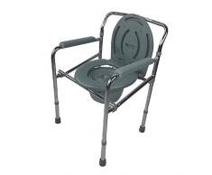 Mobiclinic, Mod. Puente, Chaise percée, Chaise wc pour handicapé, Chaise toilette pour personne agée, Acier chromé, Pliable et réglabe en hauteur, Accoudoirs, Embouts antidérapants