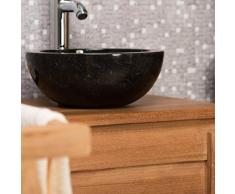wanda collection Vasque Ronde Barcelone à Poser en marbre de Couleur Noir - Diamètre 30 cm