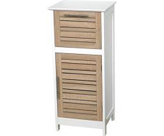 Colonne Meuble bas de salle de bain - 1 porte et 1 tiroir - Aspect Chêne vieilli