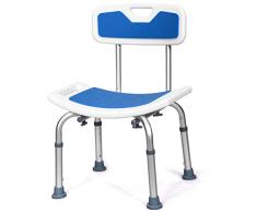COSTWAY Chaise de Douche avec Dossier Rembourré 6 Réglables en Hauteur Charge Max. 150KG Pieds Caoutchouc Antidérapants pour Les Âgées,Les Handicapés