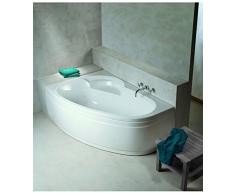 Baignoire asymétrique LADIVA junior 160x100 cm droite, vidage standard non fourni, profondeur interne 42 cm, en toplax,