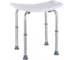 HAIRBY Tabouret de Douche, 150kg, 38-55cm, réglable en hauteur sur 8 niveaux, pour les personnes handicapées, âgées et invalides, pieds antidérapants, chaise de bain en aluminium et en plastique