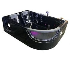 BAIGNOIRE BALNEO BAIN Model Pegaso 180 x 120 cm ANGLE TOURBILLON MASSANTE SPA WHIRLPOOL 2 PERSONNES CHROMOTHERAPIE