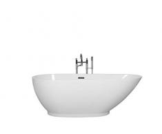 Beliani Baignoire Autoportante Blanche Moderne de Forme Ovale Capacité de 250 litres