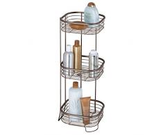 mDesign étagère d’angle sur pied pour salle de bain et douche – meuble de rangement télescopique pratique à 3 paniers pour shampooings, gels de douche etc. – meuble de rangement – bronze