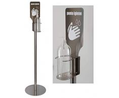 Lampadaire colonne en acier inoxydable brossé pour distributeur gel désinfectant lave mains avec distributeur de 1 l