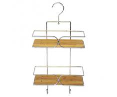 Etagère de douche Métal chromé et bambou