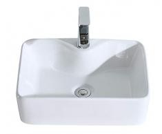 Eridanus, Vasque à Poser Rectangulaire Salle de Bain Lavabo en Céramique Lave-Mains Toilettes L48*L37*H13,5cm, Série Rufus-02