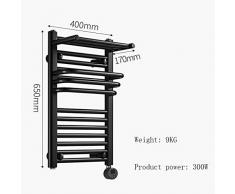 Radiateur Seche-serviettes Electrique,noir,650x400mm,300W,Mural, Sèche-Serviette En,Chrome Poli, Porte-Serviettes Chauffant