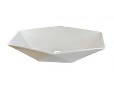 1 x Lavabo en céramique ovale grand de lavage Vasque à Poser en Céramique Salle de Bain Diamant Blanc 56,5x36,5x12