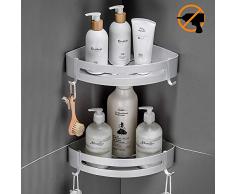 Jaysamay Colle Étagère de Salle de Bain sans Perçage, Panier de Douche Panier de Rangement Dorganisateur de Douche pour Shampooing (Aluminium dangle 2Packs)