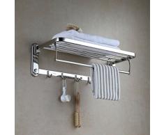 Eridanus, Étagère Salle de Bain Porte-Serviettes Acier Inoxydable, Serviteur de Douche Porte-Vêtement, 60cm avec Crochets