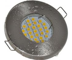 Salle de bain Spot IP65 | couleur acier inoxydable brossé | 230 V GU10 5 W LED blanc chaud 2700 K 450 lumens | Douille de lampe avec câble de raccordement inclus