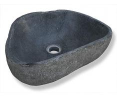 LioLiving® Stone Vasque de lavabo en pierre / bloc erratique 35-46 cm (# 400122)